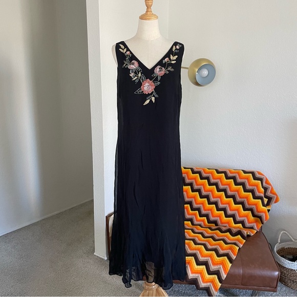 Y2K Eva Blue Glam Fairycore Beaded Floral Maxi Dress - Picture 10 of 14